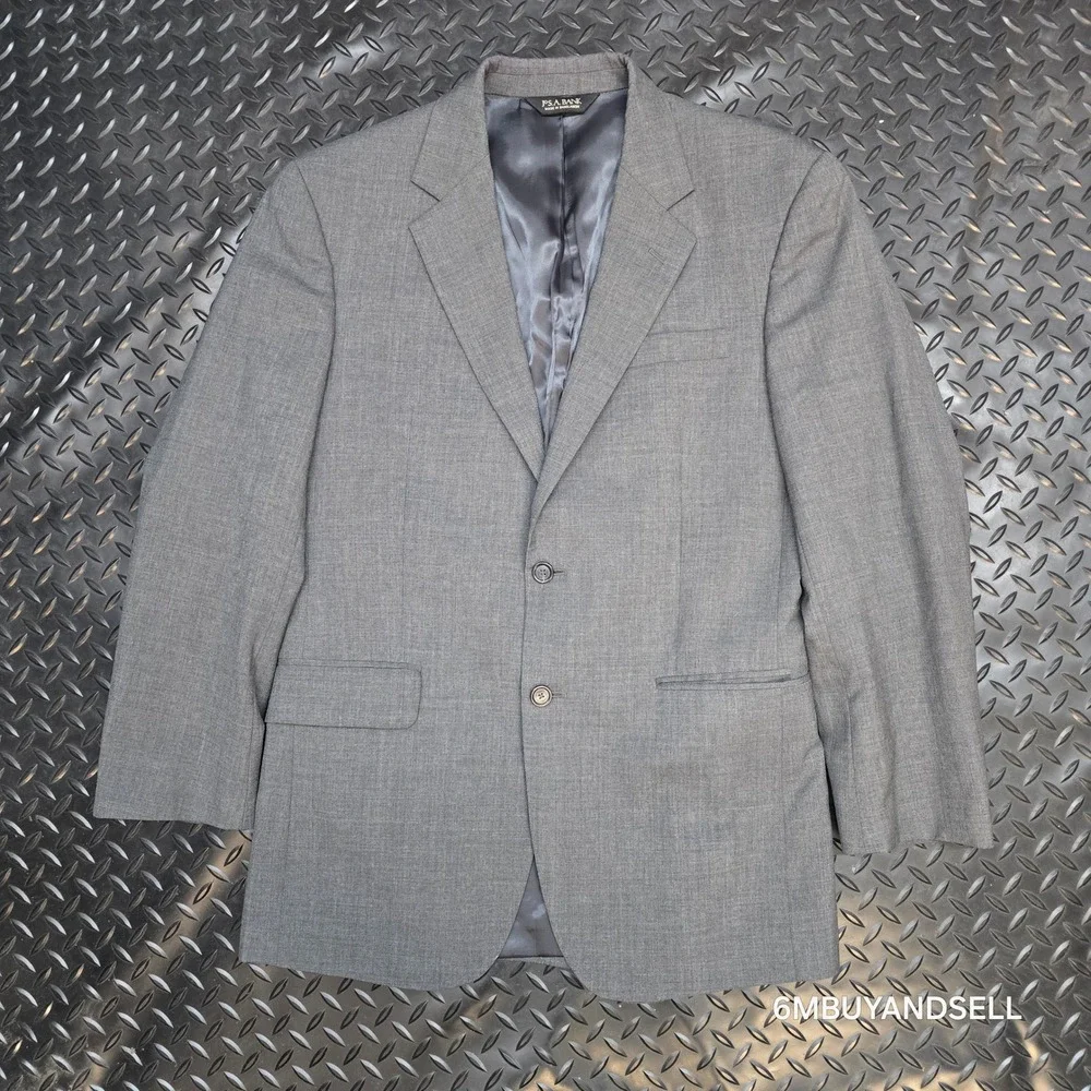 Jos. A. Bank Mens‎ Grey 100% Wool 2-Button Blazer Sport Coat Jacket 39R